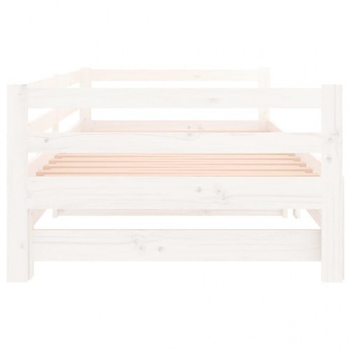 Udtræksseng/daybed i massivt fyrretræ 90×190 cm - hvid
