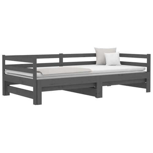 Daybed med udtræk 2x(90x190) cm massivt fyrretræ grå