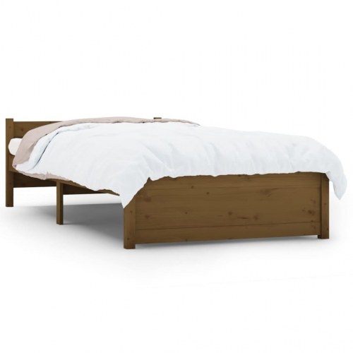 Sengeramme i massivt fyrretræ 75×190 cm - gyldenbrun small single