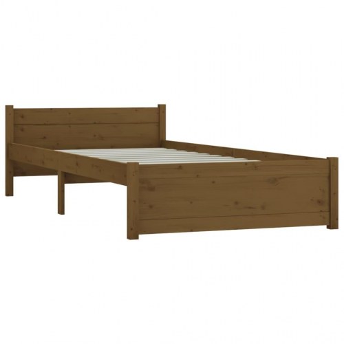 Sengeramme i massivt fyrretræ 75×190 cm - gyldenbrun small single