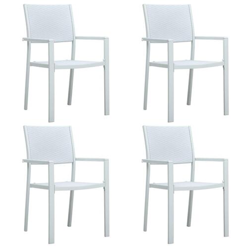 Havestole 4 stk. plastik rattanlook hvid