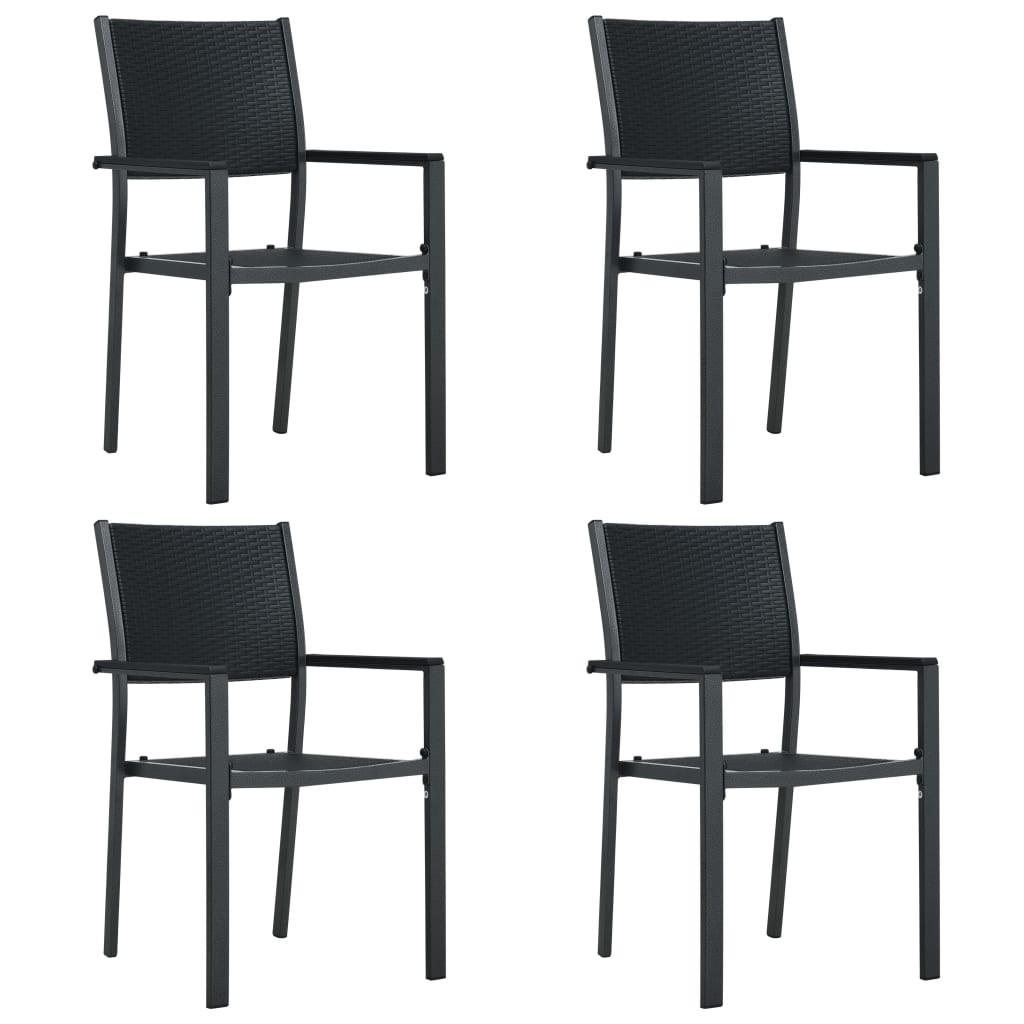 Havestole 4 stk. plastik rattanlook sort