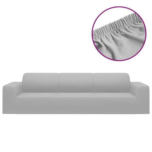 Elastisk 4-personers sofabetræk polyesterjersey grå