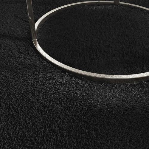 Gulvtæppe 80x150 cm blødt plys skridsikkert og vaskbart sort