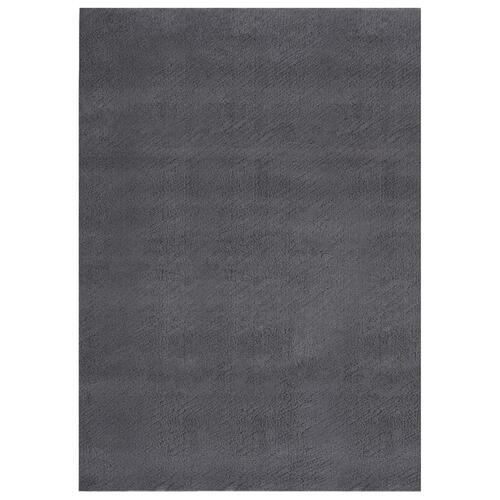 Gulvtæppe 120x170 cm blødt plys skridsikkert og vaskbart grå