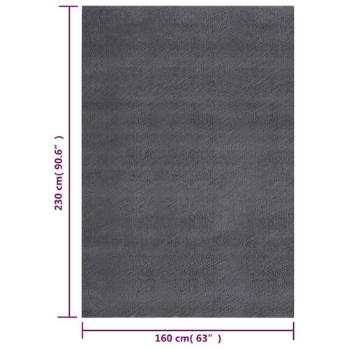 Gulvtæppe 160x230 cm blødt plys skridsikkert og vaskbart grå