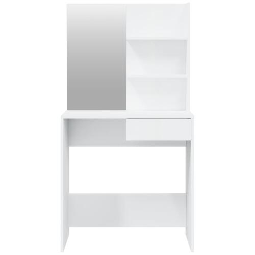 Makeupbord med spejl 74,5x40x141 cm hvid højglans