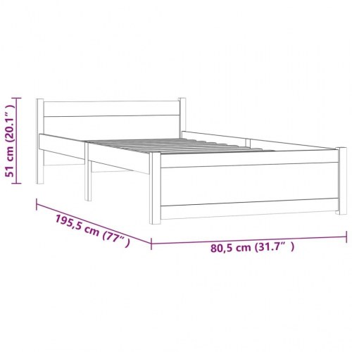 Sengeramme i massivt fyrretræ - Small Single 75×190 cm, grå