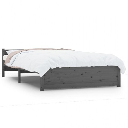 Sengeramme i massivt fyrretræ - 135 × 190 cm Double, grå