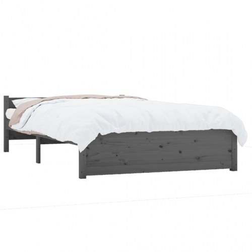 Sengeramme i massivt fyrretræ - 135 × 190 cm Double, grå