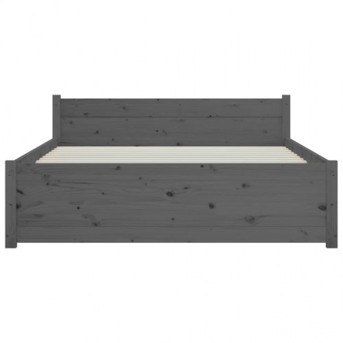 Sengeramme i massivt fyrretræ - 135 × 190 cm Double, grå