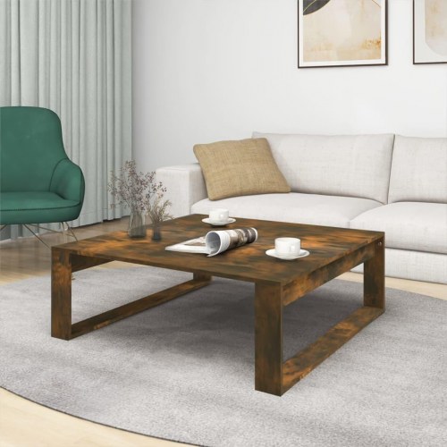 Sofabord 100 × 100 × 35 cm i konstrueret træ - røget egetræsfarve