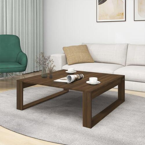 Sofabord 100x100x35 cm konstrueret træ brun egetræsfarve