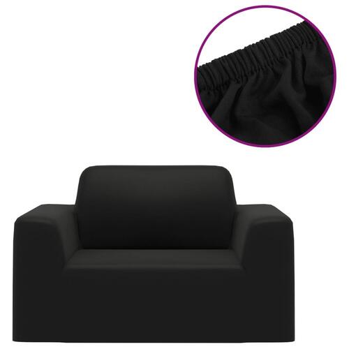 Elastisk sofabetræk polyesterjersey sort
