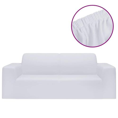 Elastisk 2-personers sofabetræk polyesterjersey hvid