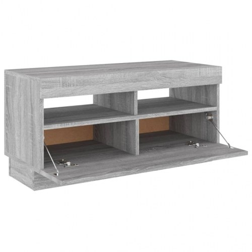 TV-bord med LED-lys 80 x 35 x 40 cm i grå sonoma-eg