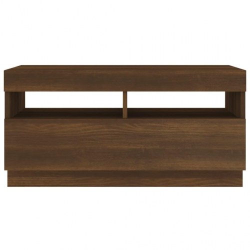 Tv-bord med LED-lys - brun eg 80 × 35 × 40 cm