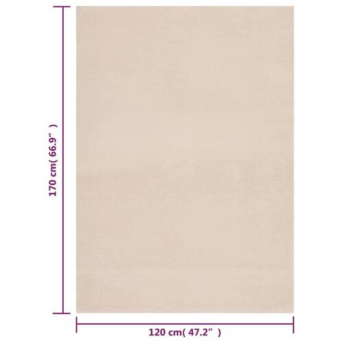 Shaggy gulvtæppe 120x170 cm skridsikkert og vaskbart beige
