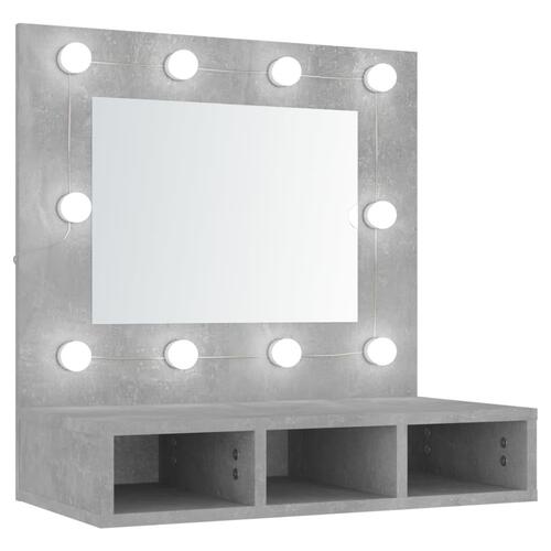Spejlskab med LED-lys 60x31,5x62 cm betongrå