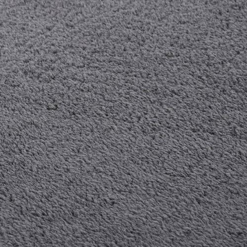 Gulvtæppe 80x150 cm blødt plys skridsikkert og vaskbart grå