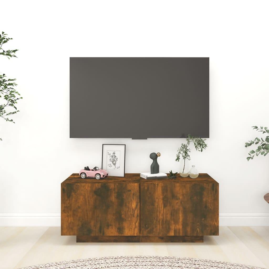 Tv-bord 100x35x40 cm konstrueret træ røget egetræsfarve