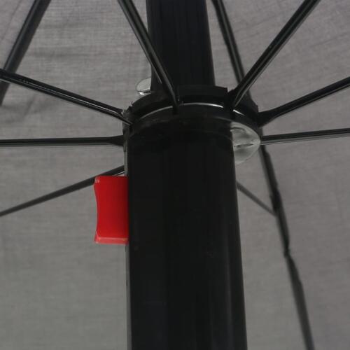 Udendørs solseng med parasol polyrattan grå