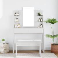 Makeupbord med spejl 96x40x142 cm hvid