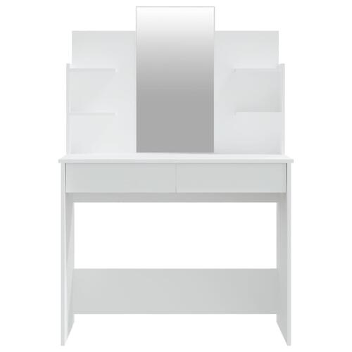 Makeupbord med spejl 96x40x142 cm hvid