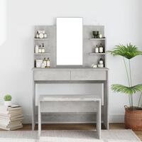 Makeupbord med spejl 96x40x142 cm betongrå