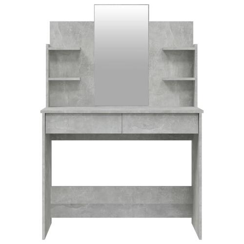 Makeupbord med spejl 96x40x142 cm betongrå