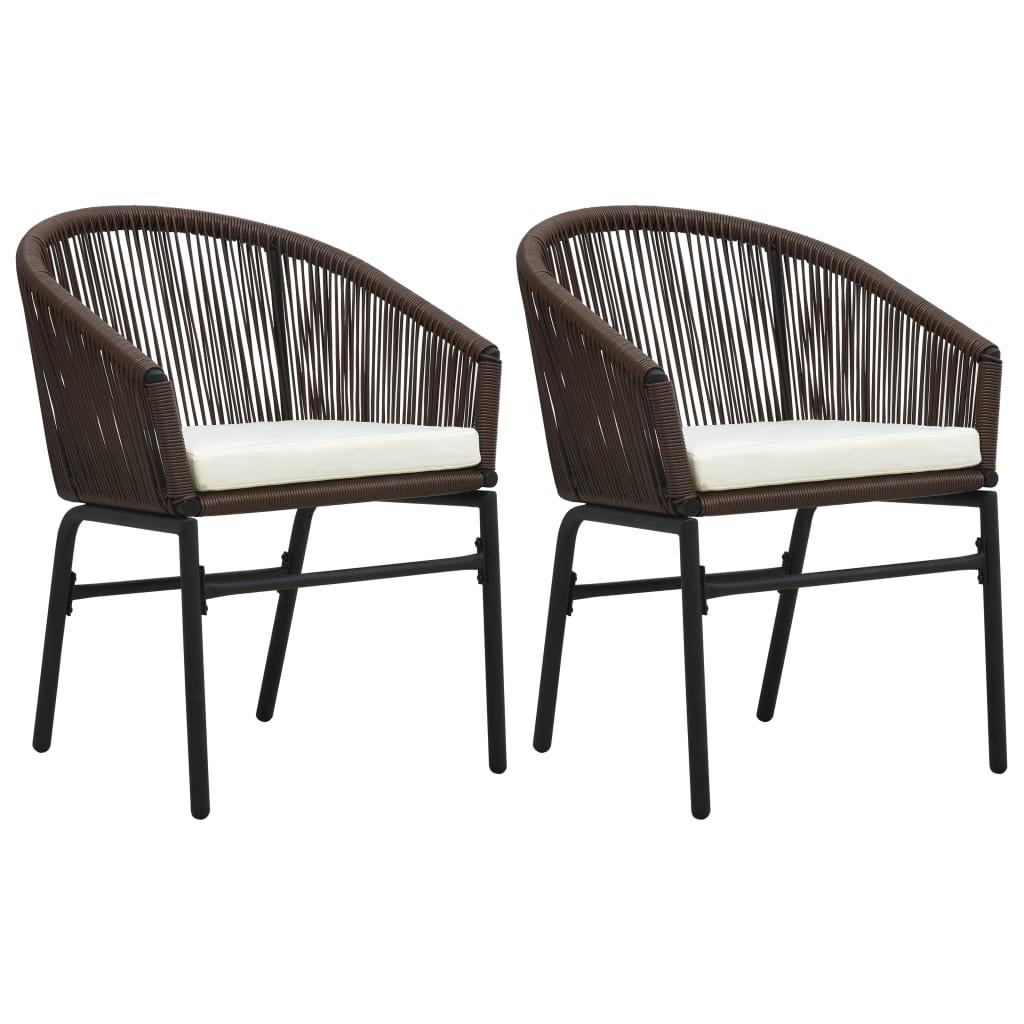 Havestole 2 stk. PVC rattan brun