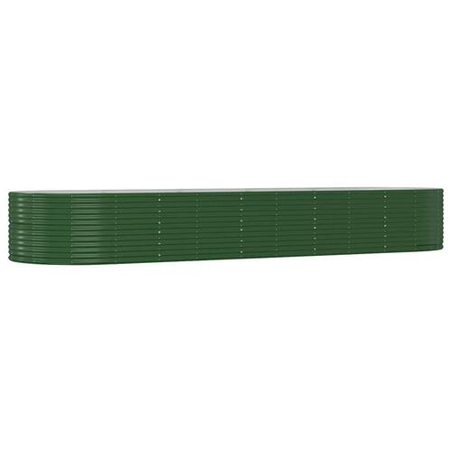 Plantekasse 447x140x68 cm pulverlakeret stål grøn