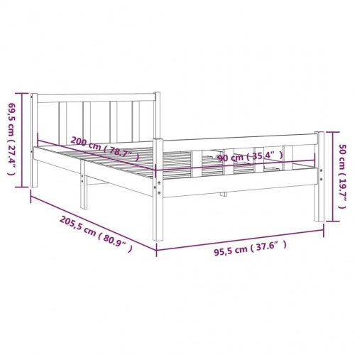 Sengeramme 90x200 cm massivt træ