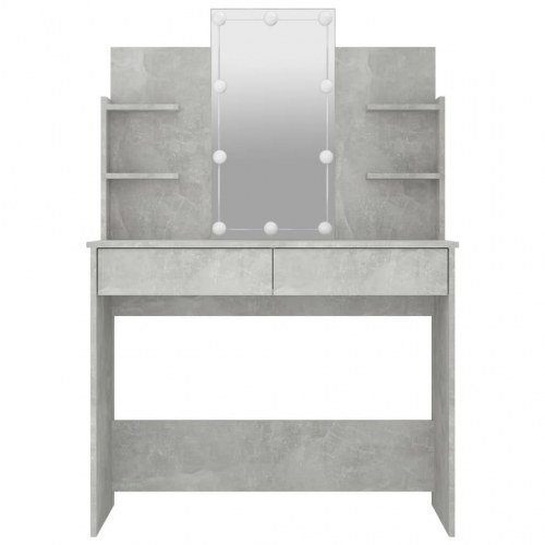 Makeupbord med LED-lys 96x40x142 cm betongrå