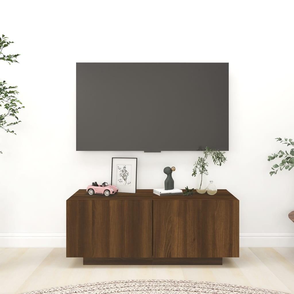 Tv-bord 100x35x40 cm konstrueret træ brun egetræsfarve