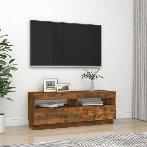 Tv-bord med LED-lys 100x35x40 cm røget eg