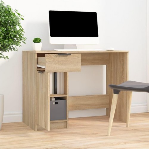 Skrivebord 100x50x75 cm konstrueret træ sonoma-eg