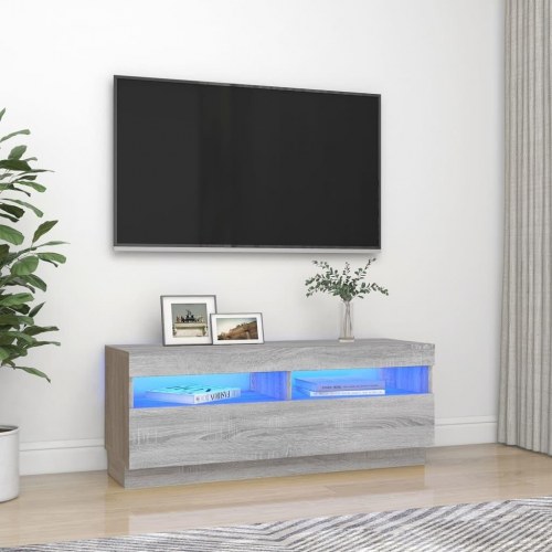 TV-bord med LED-lys 100 x 35 x 40 cm i grå sonoma-eg