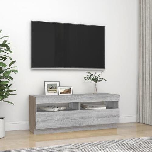Tv-bord med LED-lys 100x35x40 cm grå sonoma-eg