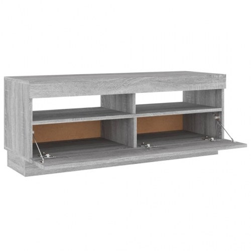 TV-bord med LED-lys 100 x 35 x 40 cm i grå sonoma-eg