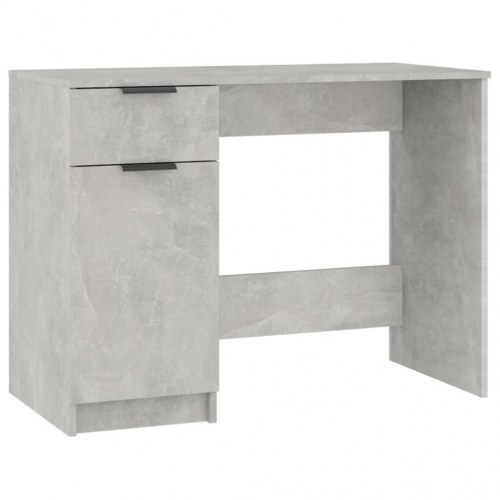Skrivebord med skuffe og skab - 100 x 50 x 75 cm, betongrå konstrueret træ