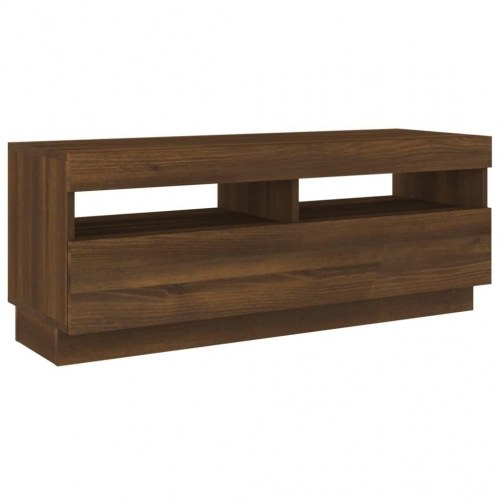 Tv-bord med LED-lys - 100×35×40 cm, brun eg