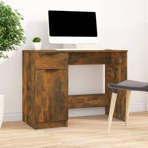 Skrivebord 100x50x75 cm konstrueret træ røget egetræsfarve