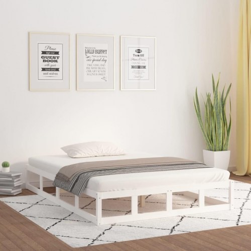 Sengeramme 140 x 190 cm i massivt fyrretræ - hvid