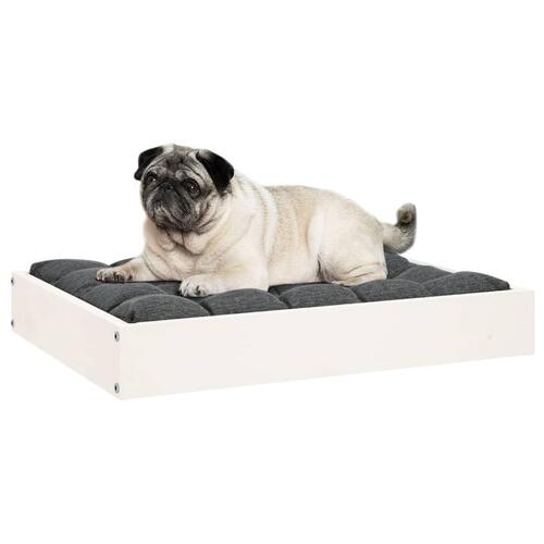 Hundeseng 61,5x49x9 cm massivt fyrretræ hvid