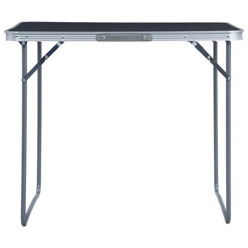 Foldbart campingbord med metalstel 80 x 60 cm grå
