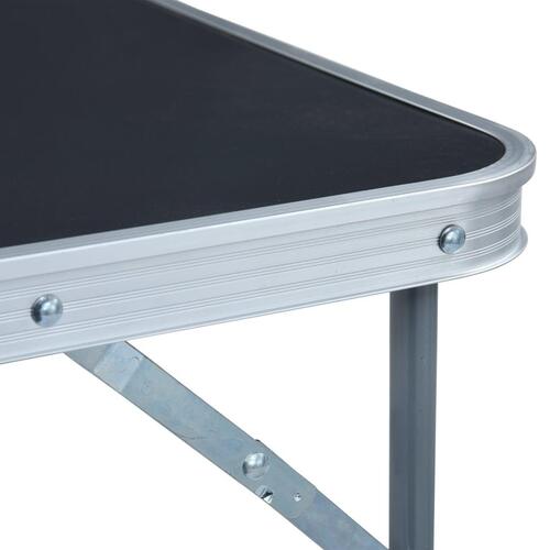 Foldbart campingbord med metalstel 80 x 60 cm grå