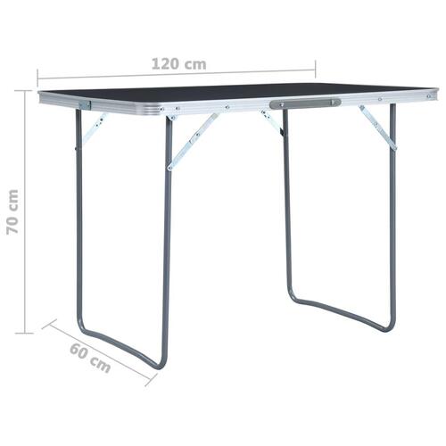 Foldbart campingbord 120 x 60 cm aluminium grå