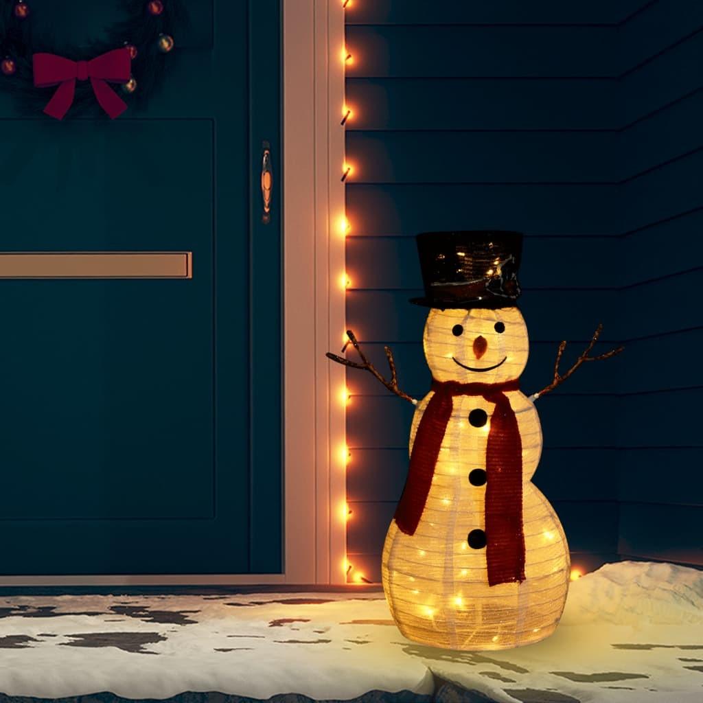 Dekorativ julesnemand 60 cm med LED-lys luksuriøst stof