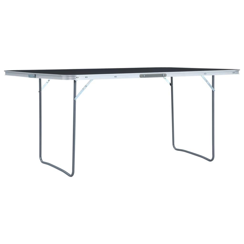 Foldbart campingbord 180 x 60 cm aluminium grå